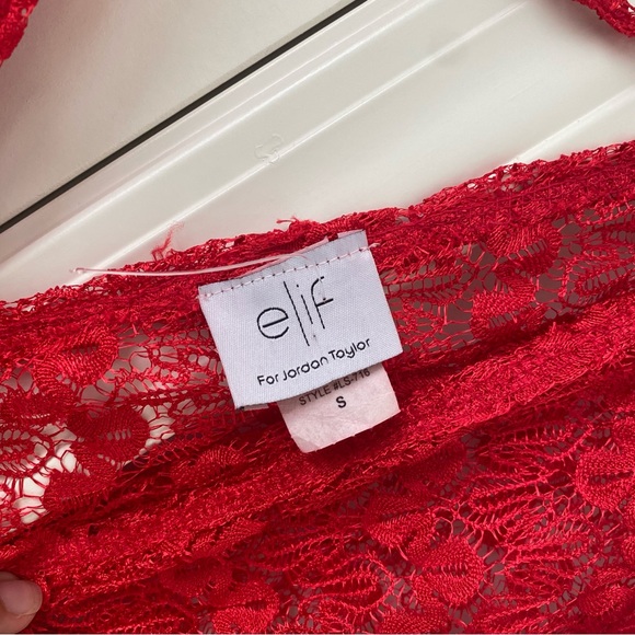 Elif by Jordan Taylor Red Lace Cover Up Sz Small Mesh Y2K 90s Mature Made in USA - Picture 3 of 4